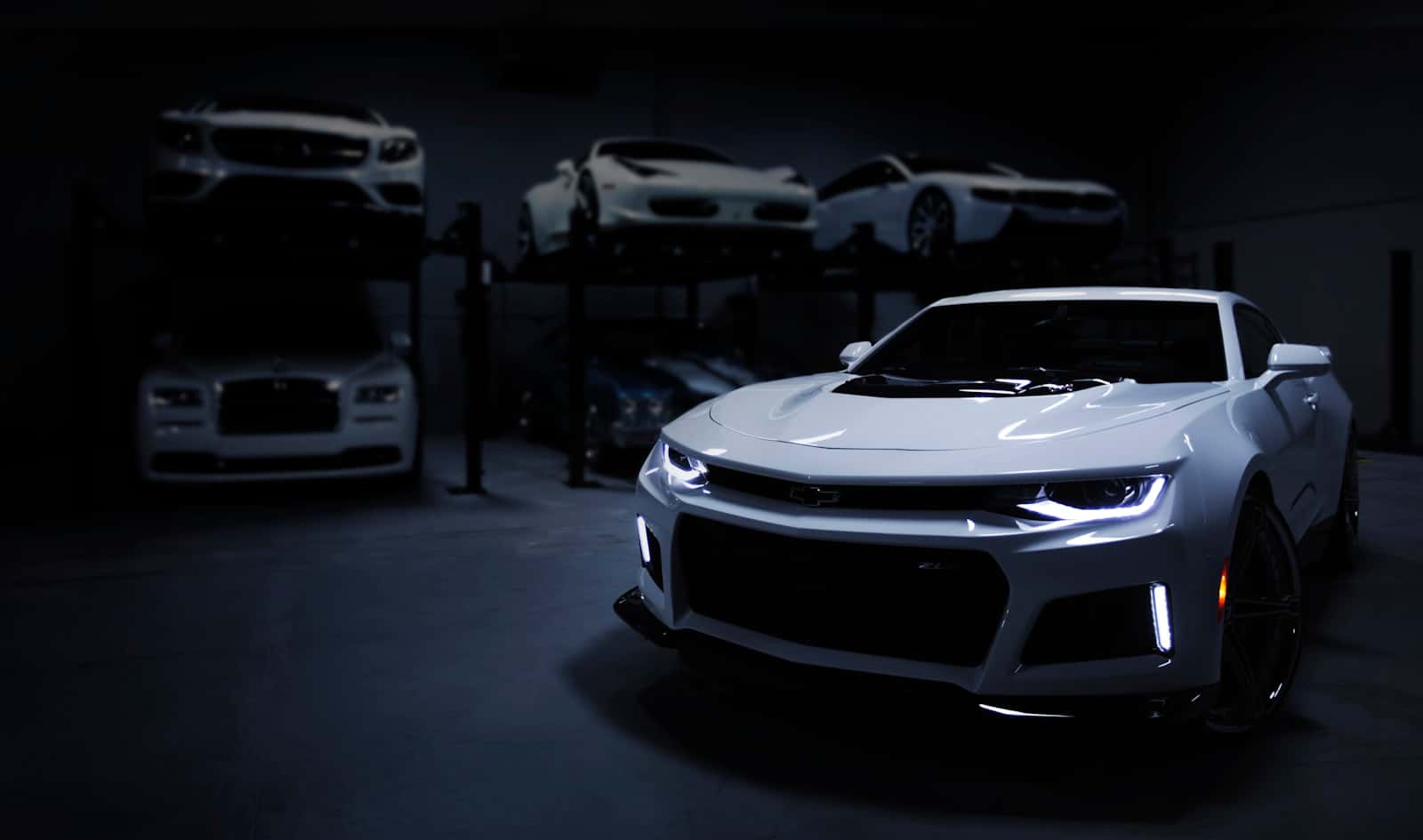 Cars displayed in a showroom